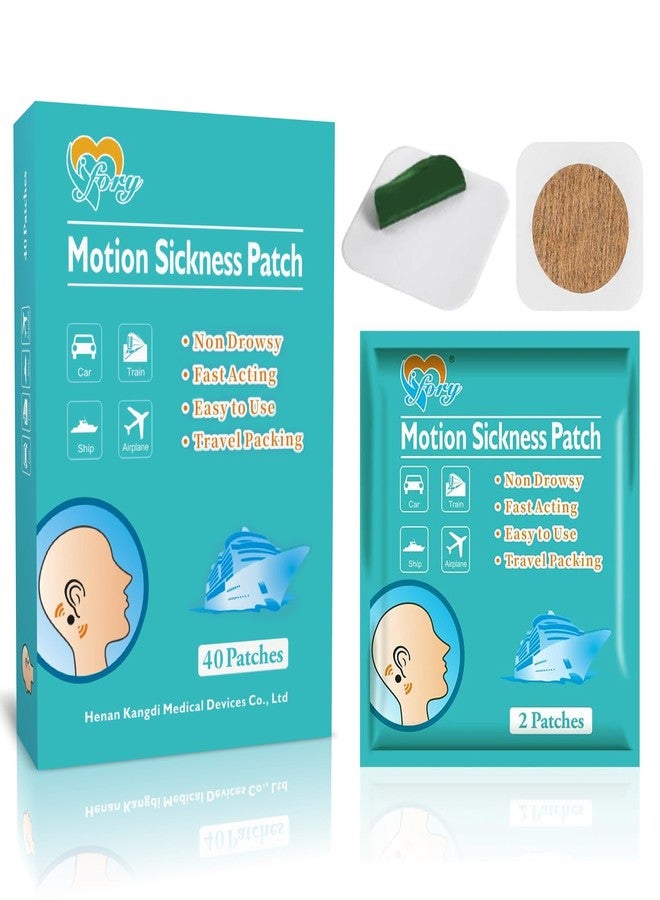 ifory 40ct Motion Sickness Patches Non Drowsy – Sea Sickness Patches for Cruise, Car, Airplane, and Other Travel – Waterproof Patch Hidden Behind Ear – Effect Lasts 72 Hours - Image 1